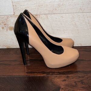 Women’s Nude and Black Ultra High Heels Size 8